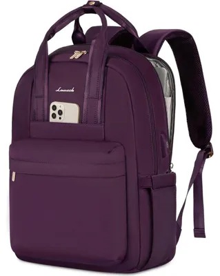 Immagine prodotto di Zaino da laptop da donna, 15,6 pollici, con porta di ricarica USB, color viola scuro, impermeabile
