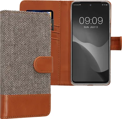 Produktbild von kwmobile Wallet Case kompatibel mit Google Pixel 8 Pro - Hülle mit Ständer - Handyhülle Kartenfächer Hellgrau Braun