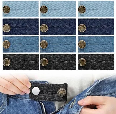 Immagine prodotto di Set di 12 prolunghe per pantaloni - prolunghe regolabili per jeans - prolunghe con bottone in metallo per jeans - per pantaloni, jeans e gonne