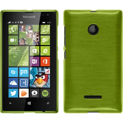 Produktbild von PhoneNatic Case kompatibel mit Microsoft Lumia 435 - pastellgrün Silikon Hülle brushed + 2 Schutzfolien