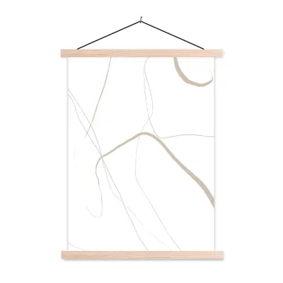 Produktbild von MuchoWow® Textilposter Abstrakt - Minimalismus - Linienkunst 60x80 cm mit holzfarbenen Rahmen - Wandbild