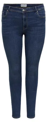 Productafbeelding van ONLY Carmakoma Damen Jeans, model Carsally Mid DNM Bj581, skinny fit, donkerblauwe denim, maat 4