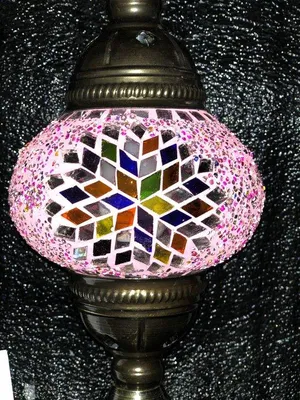 Produktbild von Handgefertigte türkische Nachtlampe in Form eines bunten Sterns – orientalische Tischlampe, 55 cm hoch, einzigartig und dekorativ