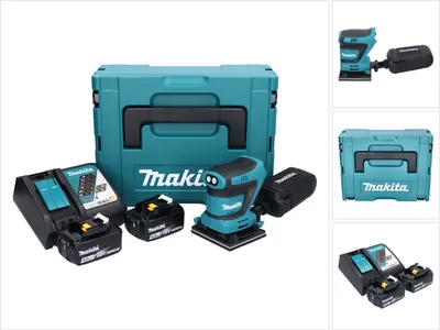 Produktbild von Makita DBO 480 RMJ Akku Schwingschleifer 18 V 112 x 102 mm + 2x Akku 4,0 Ah + Ladegerät + Makpac