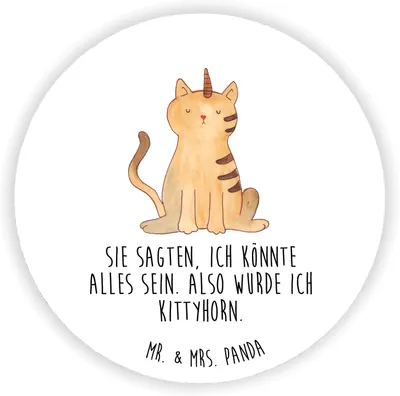 Produktbild von Mr. & Mrs. Panda Rund Magnet Einhorn Katze - Weiß - Geschenk, Erwachsenwerden, für magnettafel, Runder, whiteboardmagnet, Regenbogen, Mieze, kühlschrank, Unicorn