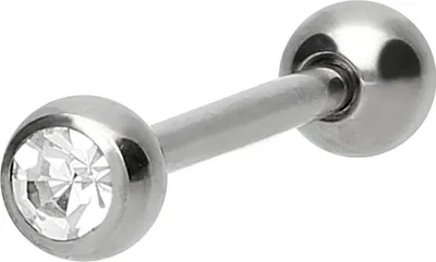 Produktbild von Zungenpiercing, Intim-Piercing Titan Barbell KRISTALL