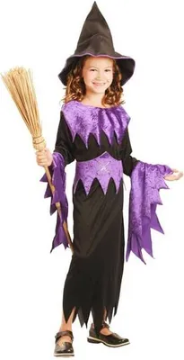 Zdjęcie produktu dla Kostium czarownicy na Halloween fioletowy dla dziewczynek S 4-6 lat (110-120 cm)