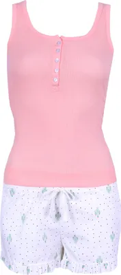 Produktbild von Weiß-oranges Pyjama mit Kakteen L