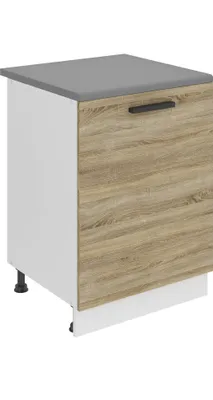 Immagine prodotto di Base da cucina Belini, base da cucina larga 60 cm. Base per cucina SD con piano di lavoro. Mobile da cucina a 1 anta, rovere Sonoma