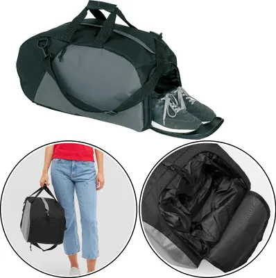Produktbild von Sporttasche mit Schuhfach, Umhängetasche, ca. 52 x 27,5 x 27 cm, 35L, Gym Tasche, Reisetasche, Saunatasche