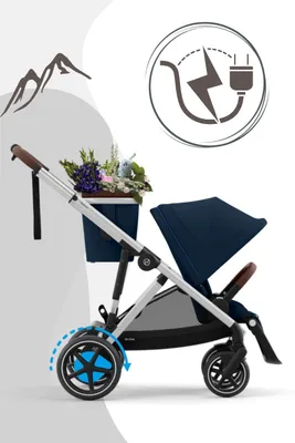 Produktbild von CYBEX e-Gazelle S, Betthimmel, Traditioneller Kinderwagen, Unisex, Faltbar, Blau, Silber