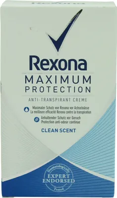 Obrázok produktu pre Rexona Women, cestovný antiperspirant krém Max Protection Clean Scent, 45 ml (VÝROBOK Z NEMECKA)