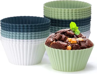 Produktbild von 24-teiliges Muffinformen-Set aus Silikon – BPA-freie Silikonformen für Muffins und Cupcakes – wiederverwendbare, antihaftbeschichtete Förmchen zum Backen von Kuchen, Puddings und Vanillesoßen