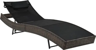 Produktbild von Sonnenliege mit Kissen Poly Rattan Braun