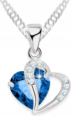 Immagine prodotto di Collana in argento con cuore in zirconi blu, messaggio d'amore, ARGENTO 925