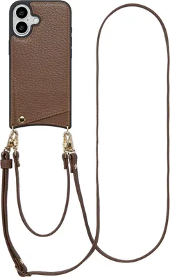 Zdjęcie produktu dla Etui na telefon Selencia Nova ze sznurkiem i uchwytem na kartę do Apple iPhone 16 - Mocha Brown