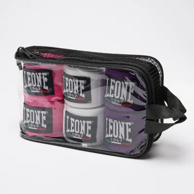 Image de LEONE 1947, lot de bandages de boxe, pack de 3 – AB705P, unisexe – pour adultes, rose et blanc