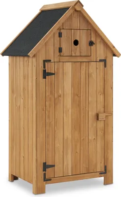 Produktbild von M MCombo Gartenschrank Holz Klein, Outdoor Gartenhaus Gerätehaus Wetterfest, für Balkon & Terrasse, 0733, 77×54×137cm (Natur)
