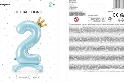 Produktbild von Folien-Standballon Zahl "2", 84 cm, blau