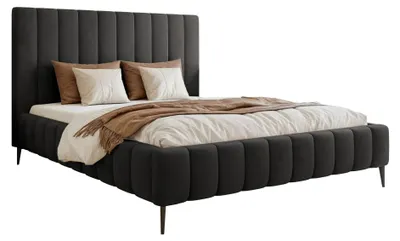 Produktbild von Selsey Fiarro - Polsterbett 180x200 mit Bettkasten, Metallfüßen, Velours, dunkelgrau