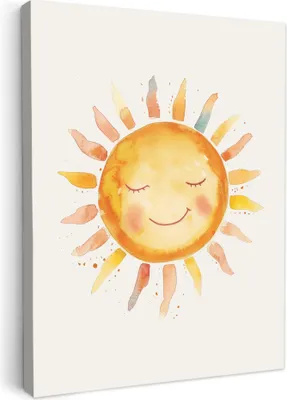 Obrázek produktu pro OneMillionCanvasses® - Plátno - Slunce - Akvarel - Žlutá, nástěnná malba, nástěnné dekorace obrazy obývací pokoj, 30x40cm