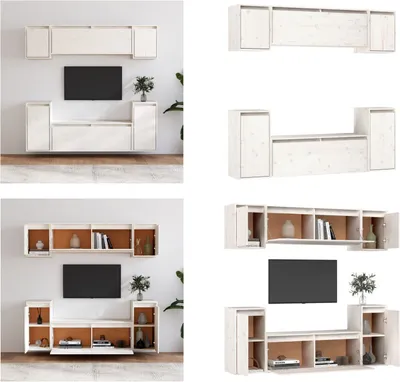 Produktbild von vidaXL TV Schränke 6 Stk. Weiß Massivholz Kiefer - TV-Schrank - TV-Schränke - TV-Schrank Holz - TV Möbel