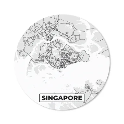 Produktbild von MuchoWow® Mauspad Mousepad Singapur - Karte - Stadtplan - Schwarz und weiß - Karte 50x50 cm - Mousepads - Maus Mat - Pad - Mausunterlage - Vinyl