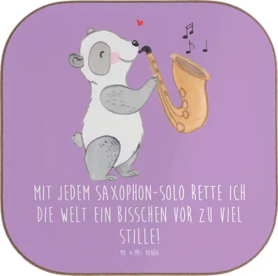 Produktbild von Mr. & Mrs. Panda Untersetzer Glas Saxophon Magie - Lavendeltraum - Geschenk, Klassik, Saxophonist, Musiker, Blues, Instrument, Solo, Klangwelt, gläseruntersetzer, Tasse