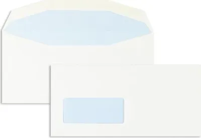 Produktbild von Briefumschläge 111x232mm 90g/qm gummiert Sonderfenster VE=1000 Stück weiß