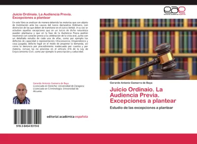 Produktbild von Juicio Ordinaio. La Audiencia Previa. Excepciones a plantear