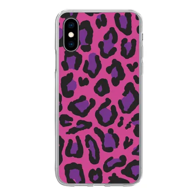 Produktbild von MuchoWow® Handyhülle Schutzhülle Hülle für iPhone X Pantherdruck - Rosa - Lila Silikon Softcase Handy Hülle - Handyhülle