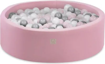 Produktbild von MISIOO Smart Bällebad 90 x 30 cm/200 Bälle  - Bällebad Kinder für Baby Zimmer - Bälle für Bällebad - Baby Spielzeug - Rosa: Hellrosa/Perlen/Silber
