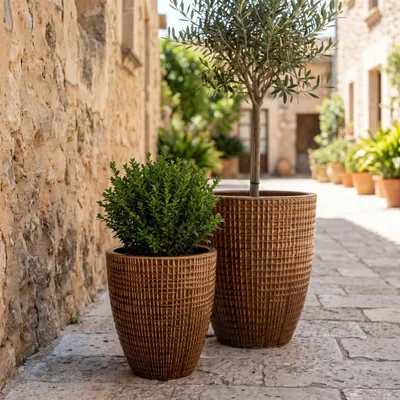 Produktbild von Provencelia Keramik Pflanzkübel Verne B11, Ø41 x H55 cm, frostbeständig, handgefertigt, glasiert, Outdoor, Garten, Terrasse, winterfest