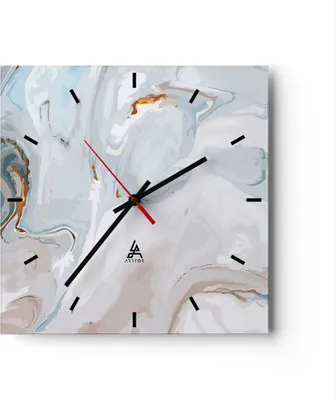Produktbild von Wanduhr - Quadrat - Glasuhr - Abstraktion modern - 30x30cm - Schleichendes Uhrwerk - Lautlos - zum Aufhängen bereit - Dekoration Modern - Wanddekoration aus Glas - C3AC30x30-4052
