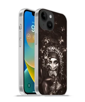 Produktbild von MuchoWow® Handyhülle Schutzhülle Hülle für Apple iPhone 14 - Softcase Frau - Schmetterling - Schwarz - Weiß Silikon Softcase Handy Hülle - Mobiltelefonhülle