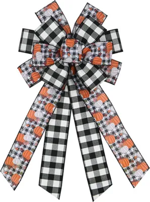Zdjęcie produktu dla Fall Wreath Bow Fall Thanksgiving Bows Decor for Farm Home Present Wrapping Decoration