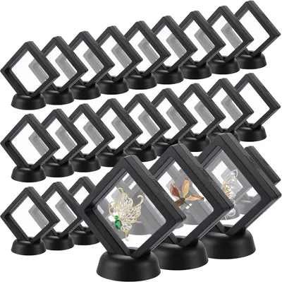 Productafbeelding van Zwevende frame - Set van 30 - 7 x 7 x 2 cm voor munten met siliconen membraan - Floating frame display - Sieraden