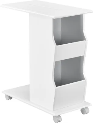 Image de [en.casa] Table d'appoint à roulettes 53x30x63cm Table basse Table basse de salon Blanc