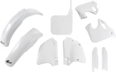 Image de Kit de carénage UFO PLAST, 9 pièces, ensemble de carénages en plastique avec protection de fourche pour Honda CR R 125 / 250 cm³, années de fabrication 1992 - 1994, couleur : blanc OEM