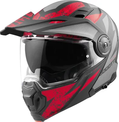 Obrázek produktu pro Přilba Bogotto FG-102 Safari z laminátu, skládací enduro přilba, matná černá/šedá/červená, velikost L