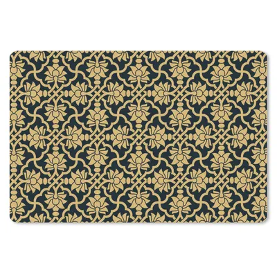 Produktbild von MuchoWow® Schreibtischunterlage Blumen - Schwarz - Gold - Muster 60x40 cm - XXL Mauspad - Großes Mauspad