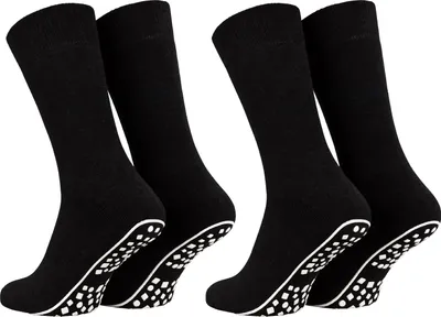 Tobeni 2 Paar Baumwoll Socken Home Socks mit ABS Stopper für Damen und Herren Schwarz