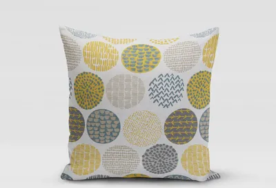 Produktbild von SCHÖNER LEBEN. Kissenhülle creme Kreise in grau braun 50x50cm