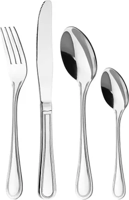 Produktbild von Besteck Set 4 Personen, Essbesteck Set 16 teilig, Besteck Edelstahl - hochglanzpoliert - Ein Besteck mit klassischem und schlichtem Design