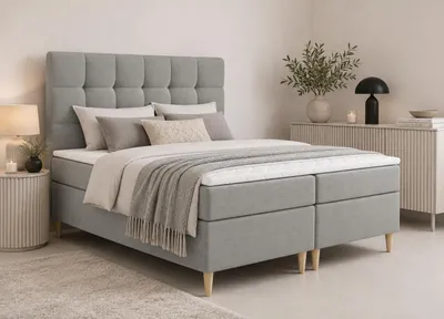 Produktbild von MODERN ROOM Boxspringbett mit Bettkasten OSENI 120x200 hellgrau H3 geflechtes Stoff Polsterbett Matratze Topper Doppelbett Bett für Schlafzimmer, KI-generiertes Bild