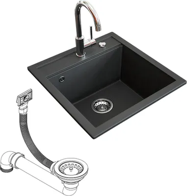 Obrázok produktu pre Kuchynský drez Bergstrom Tesa čierna 49 x 51 cm, Model 29495
