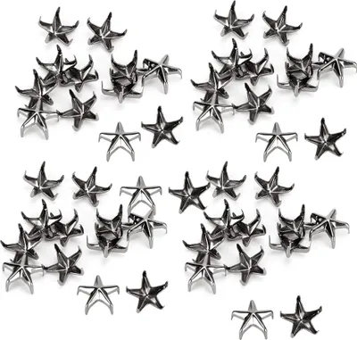 Obrázek produktu pro 200 hvězdičkových cvočků, pěticípé cvočky, DIY tašky, klobouky, dekorační doplňky, 10 mm, černá barva