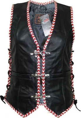 Produktbild von Damen Lederweste Slim Taillierter Schnitt Biker Weste Kutte Clubweste Rockerwest(3XL)