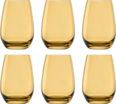 Obrázek produktu pro Barevné sklenice na pití,sklenice na vodu,sklenice na džus - ELEMENTS,sada 6 ks,jantarová,465 ml,