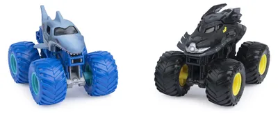Produktbild von Monster Jam - Batmobil vs. Megalodon (2er-Pack, Maßstab 1:64)